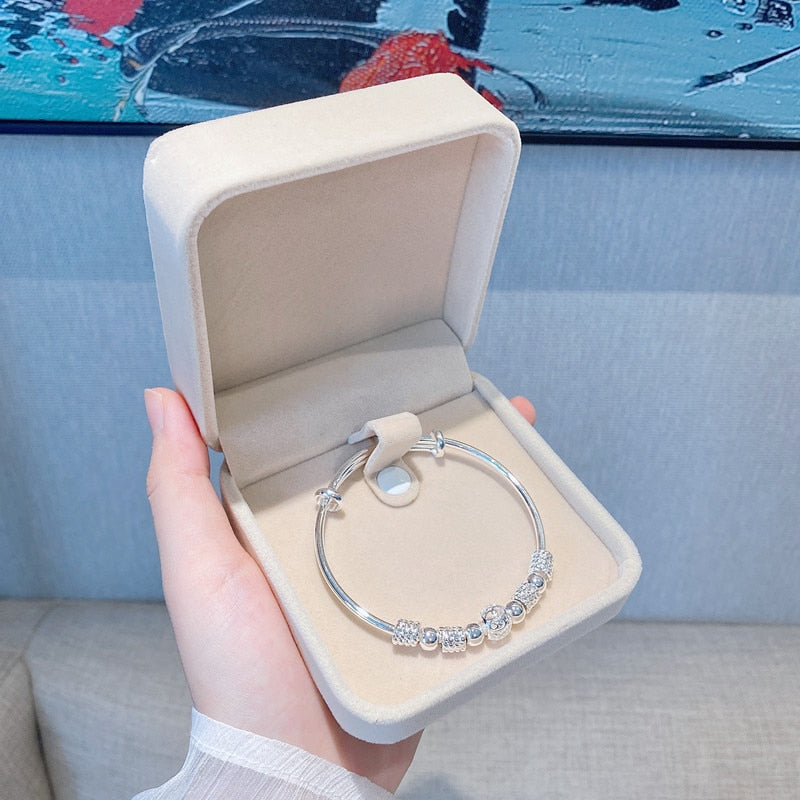 Sterling Silver Lucky beads Bangles for women bracelets Luxury Designer party wedding jewelry gifts